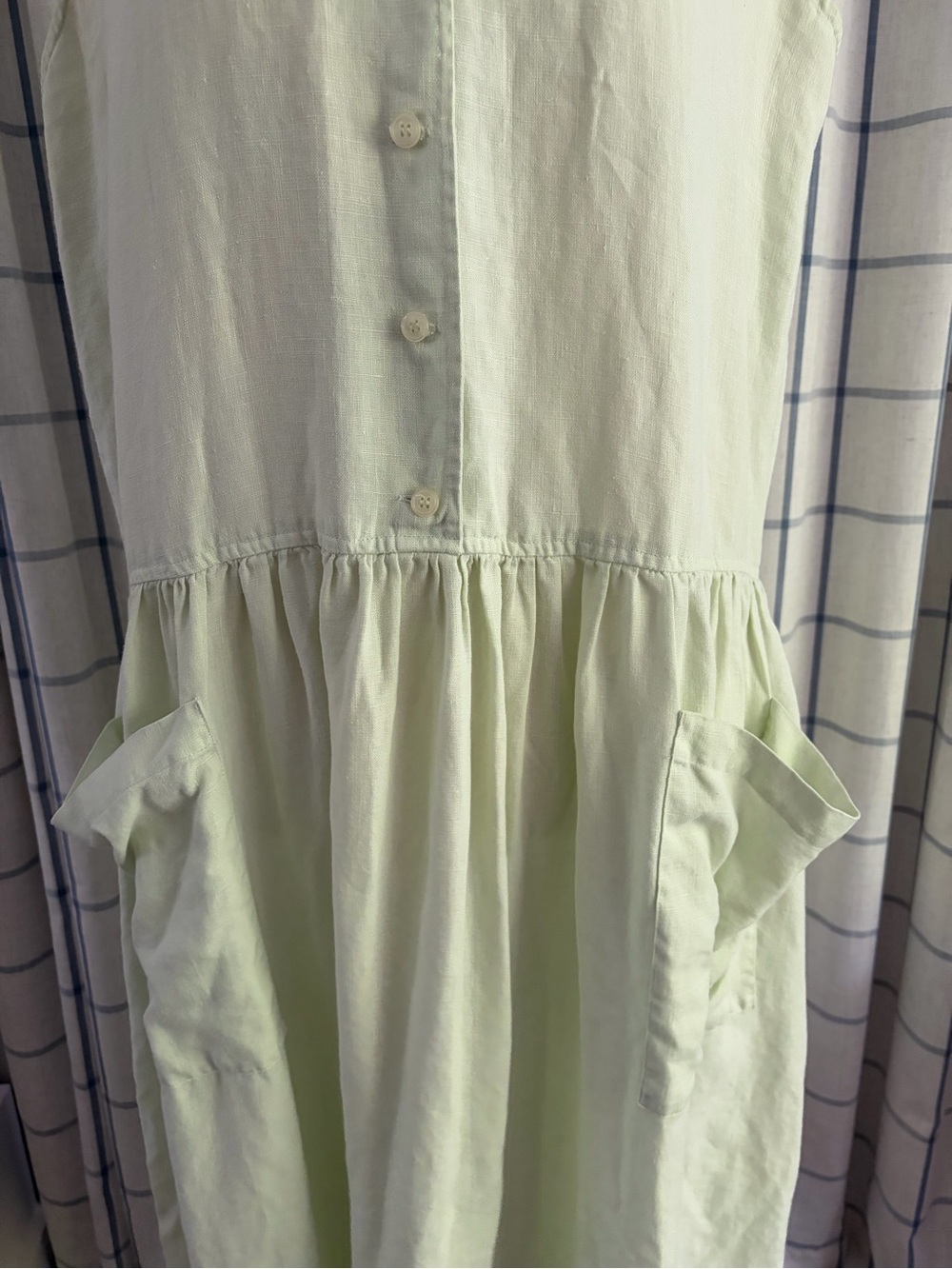 Vintage Linen Green Spencer Tyler Drop Waist Lagenlook Cottage Sleeveless Dress - Picture 9 of 11